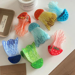 Whimsical 3D Jellyfish Acrylic Hair Claw - Lightweight Marine Design - TEVQA