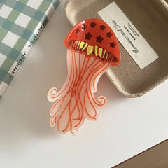 Whimsical 3D Jellyfish Acrylic Hair Claw - Lightweight Marine Design - TEVQA