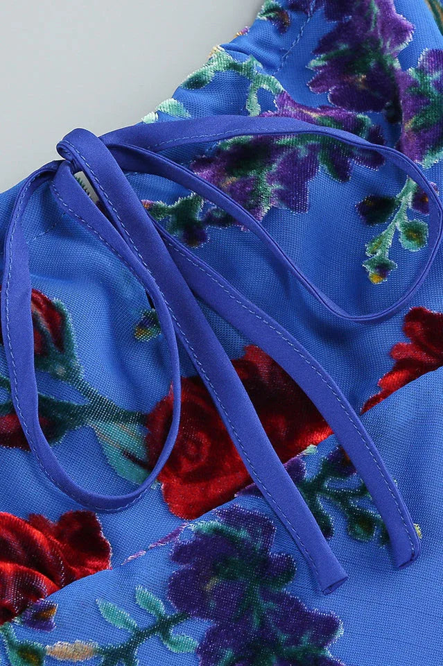 Floral burnout velvet midi dress - View 12 | TEVQA