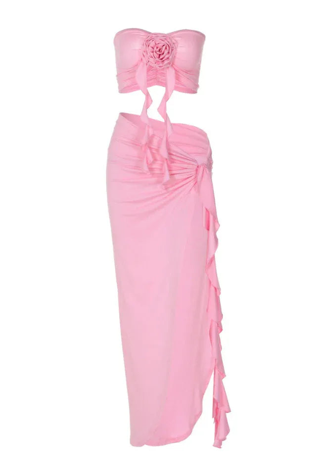 Arrietty Flower Draped Skirt Set - View 15 | TEVQA