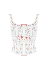 Chicca White Posy Print Top | Floral Hook-Front Tank & Tie Detail - TEVQA