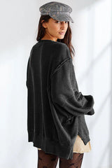 Oversized Contrast Trim Sweatshirt - View 16 | TEVQA