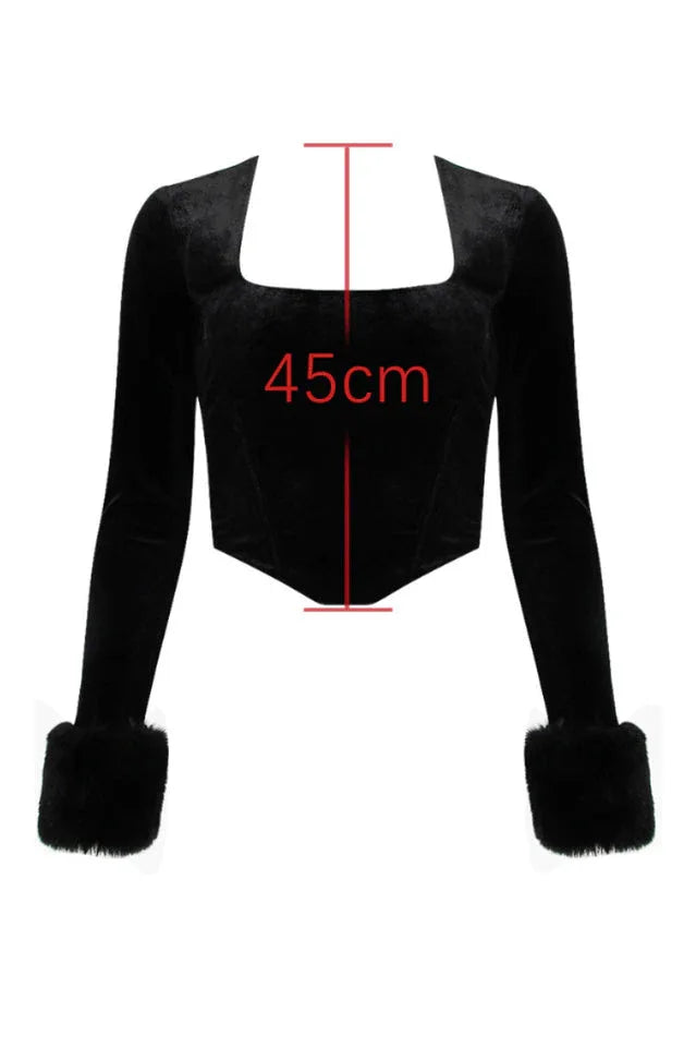 Black velvet corset top with heart neckline and gold zipper - View 11 | TEVQA