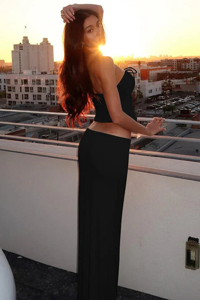 Strapless Cut-Out Maxi Skirt Set - View 8 | TEVQA