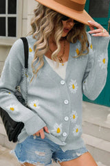 Daisy Floral Knit Cardigan - View 10 | TEVQA