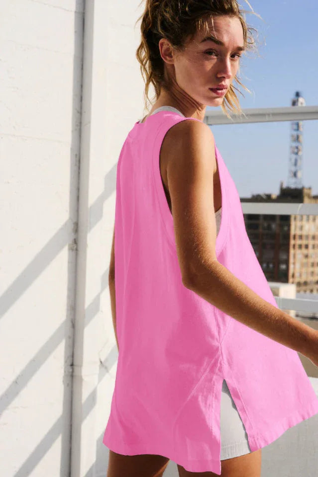 Relaxed V-neck tunic tank top - View 23 | TEVQA