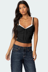 Lace Trim Cropped Tank Top - View 21 | TEVQA