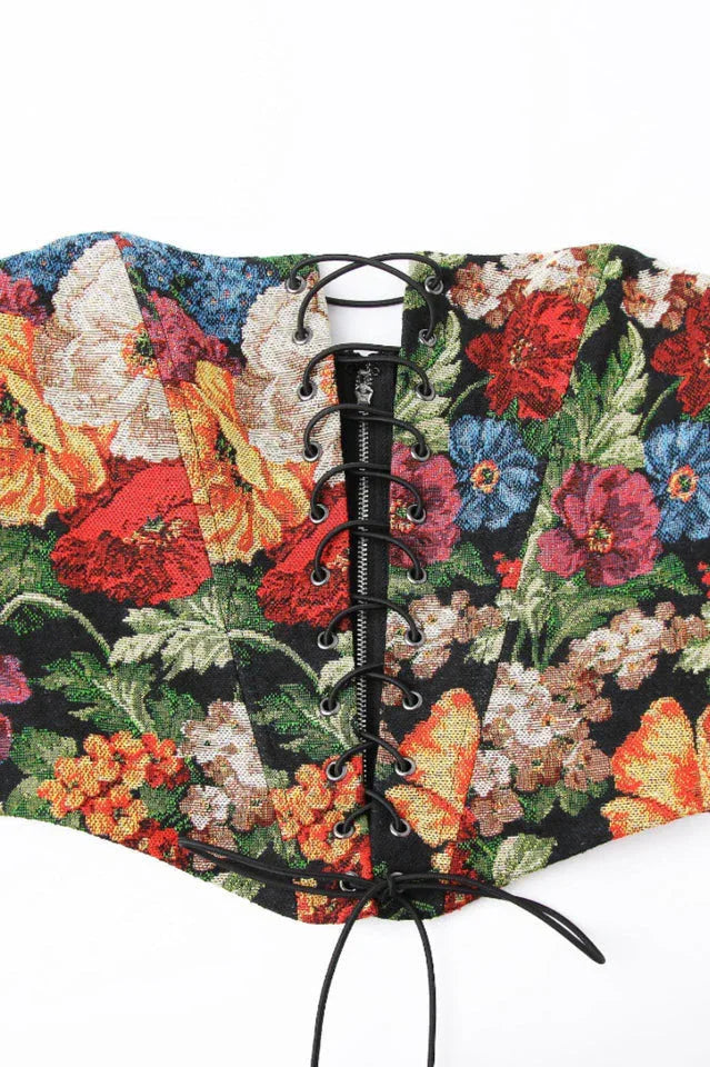 Floral Tapestry Corset Top - View 11 | TEVQA
