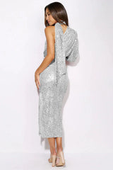 One-shoulder sequin midi dress - View 8 | TEVQA
