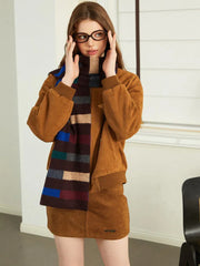 Retro Multi-Color Striped Wool Blend Scarf - TEVQA