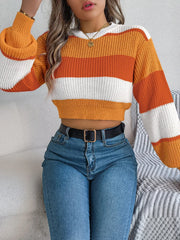 Sunset Boulevard Color Block Knit Crop Sweater - TEVQA