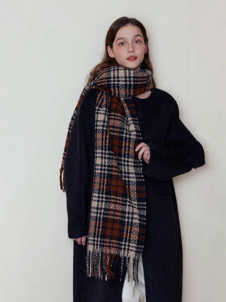 Vintage Academy Plaid Scarf - TEVQA