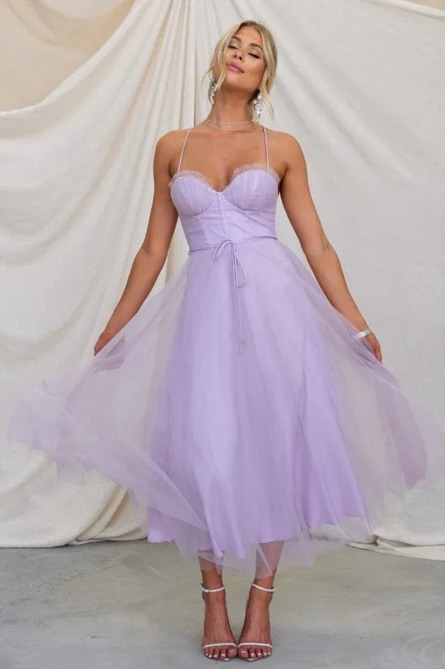 Cindy Tulle Midi Dress - TEVQA