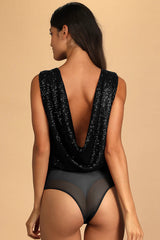 Evening Of Wonder Sequin Cowl Back Bodysuit | Dress In Beauty
