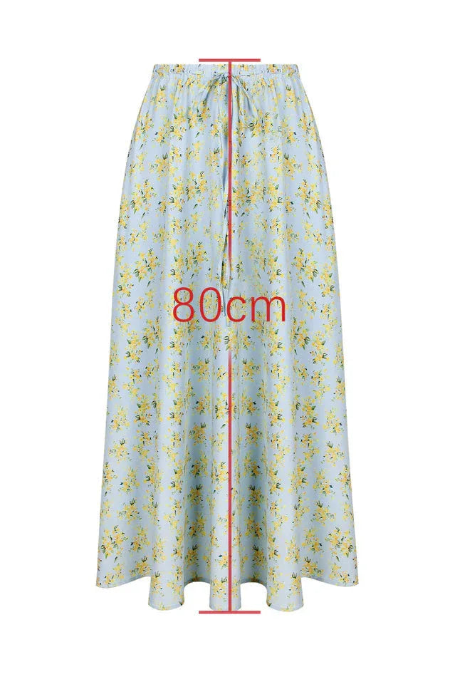 Vintage Floral Print Top + Skirt Set - TEVQA