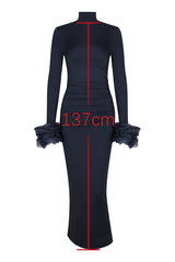 Fabienne Midnight Ruffle Sleeve Maxi Dress | Dress In Beauty