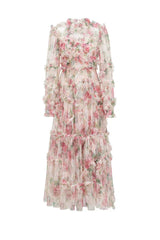 Floral Chiffon A-Line Dress - View 15 | TEVQA