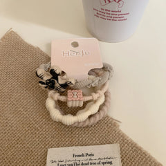 3-Pack Preppy Plaid Hair Tie Set with Bear Charm