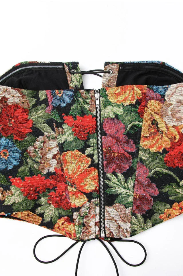Floral Tapestry Corset Top - View 12 | TEVQA
