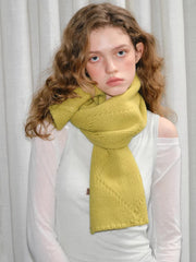 100% Wool Reversible Button Scarf Chartreuse
