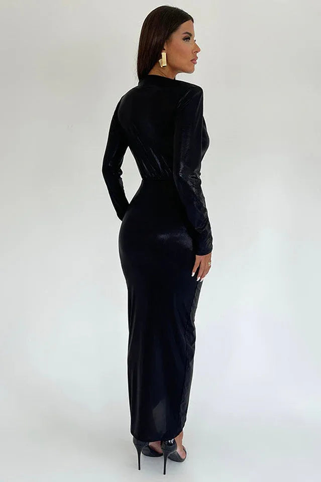 Juliette Metallic Tie Front Maxi Dress - View 24 | TEVQA