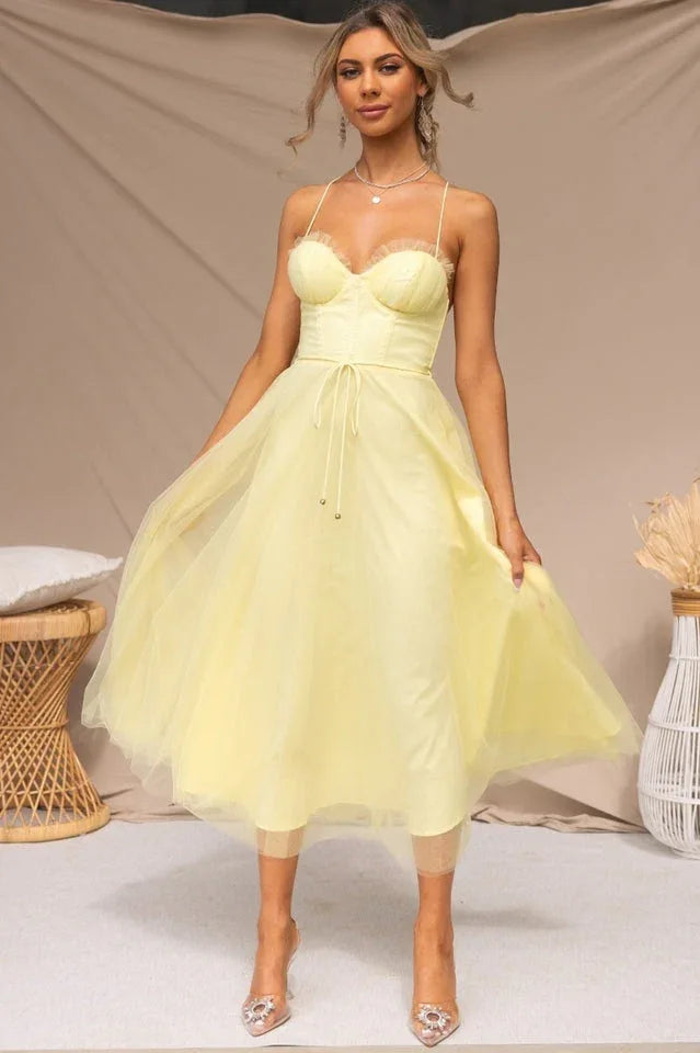 Cindy Tulle Midi Dress - TEVQA