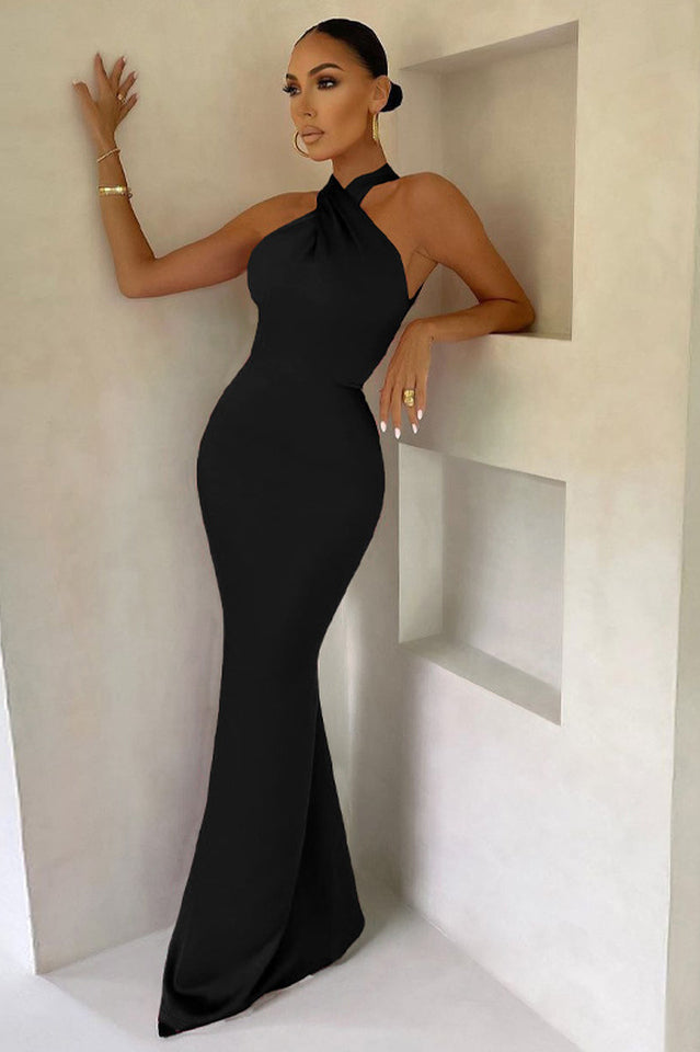 Bianca Cross Over Halter Neck Dress | Dress In Beauty