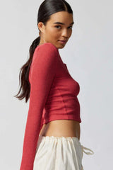 Coquette Ribbed Knit Crop Top - TEVQA