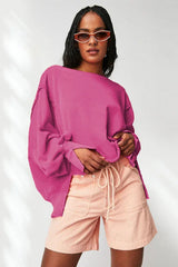 Oversized Contrast Trim Sweatshirt - View 17 | TEVQA