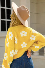 Fuzzy Floral Knit Cardigan - View 13 | TEVQA