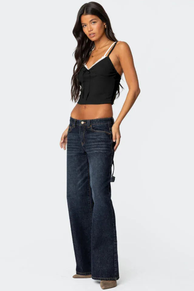 Lace Trim Cropped Tank Top - View 25 | TEVQA