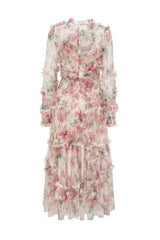 Floral Chiffon A-Line Dress - View 16 | TEVQA