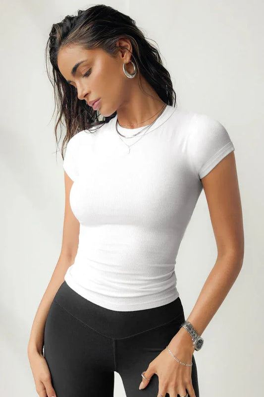 Y2K Essential Ribbed Baby Tee - TEVQA