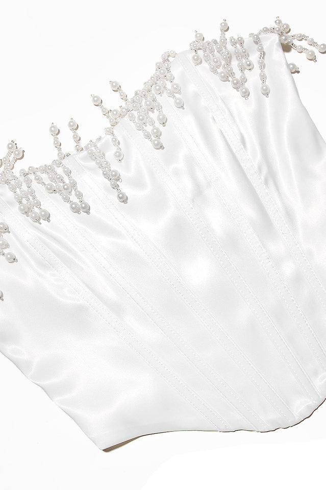 Aubrie Vintage Cream White Beaded Bra | Dress In Beauty