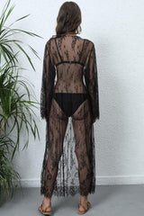 Tied Sheer Cover Up Cardigan - TEVQA