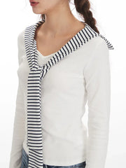 Faux Layered Sailor Collar Top - View 6 | TEVQA