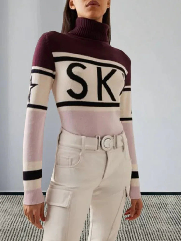 Aspen Chic 'SKI' Graphic Turtleneck - TEVQA