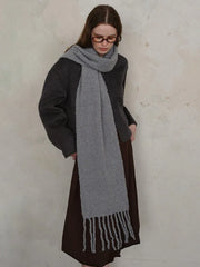 Electric Blue Bouclé Knit Scarf - View 10 | TEVQA