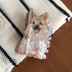 3.15 Inch Dog Breed Acetate Hair Claw - Solid 30g Premium Pearlescent Clip