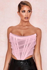 Seraphina Cream Mesh Corset Top - View 9 | TEVQA