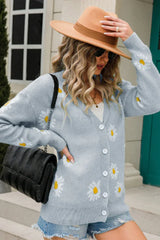 Daisy Floral Knit Cardigan - View 12 | TEVQA