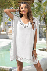 V-neck tunic beach cover up with crochet detailing - View 14 | TEVQA