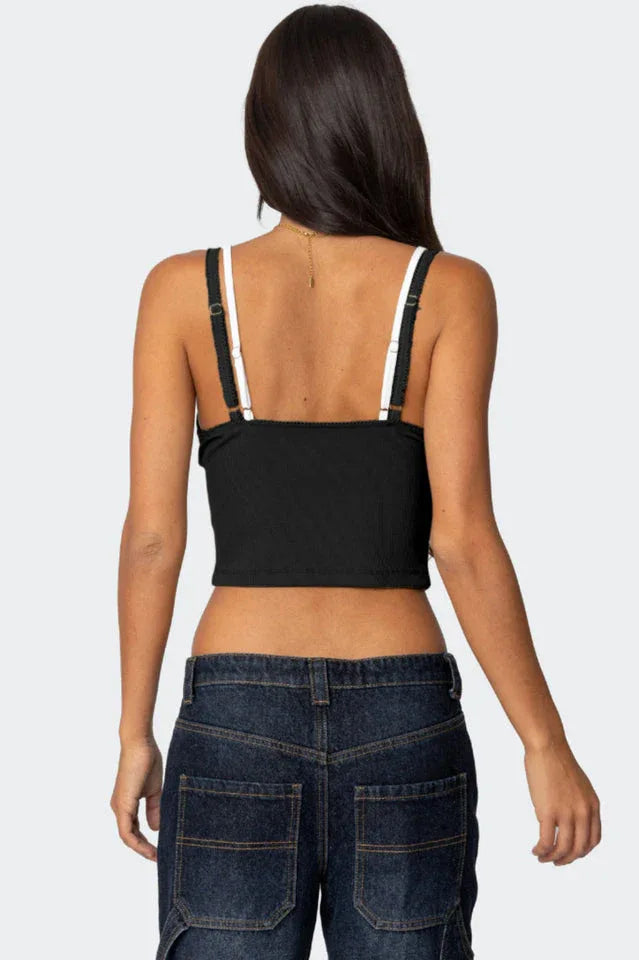 Lace Trim Cropped Tank Top - View 23 | TEVQA
