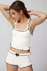 Ribbed knit corset top and shorts set - View 14 | TEVQA
