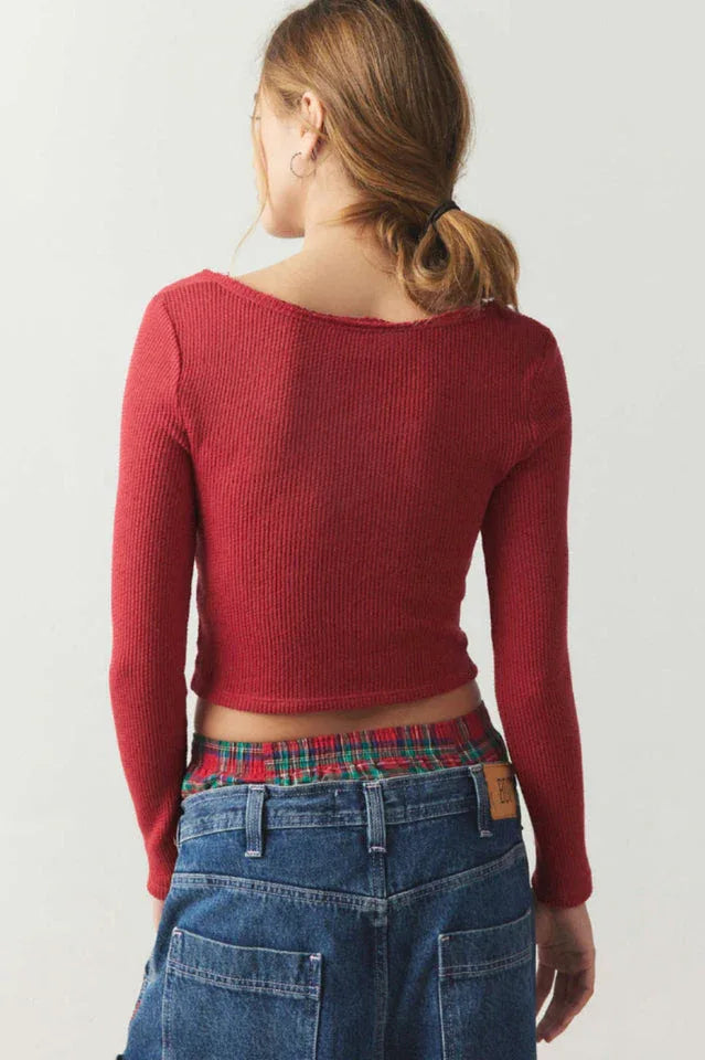 Coquette Ribbed Knit Crop Top - TEVQA