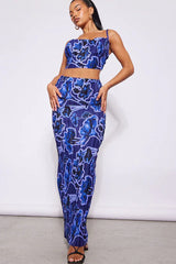 Pleated cow neck top and maxi skirt set - View 23 | TEVQA