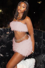 White Fur Skirt Set - TEVQA
