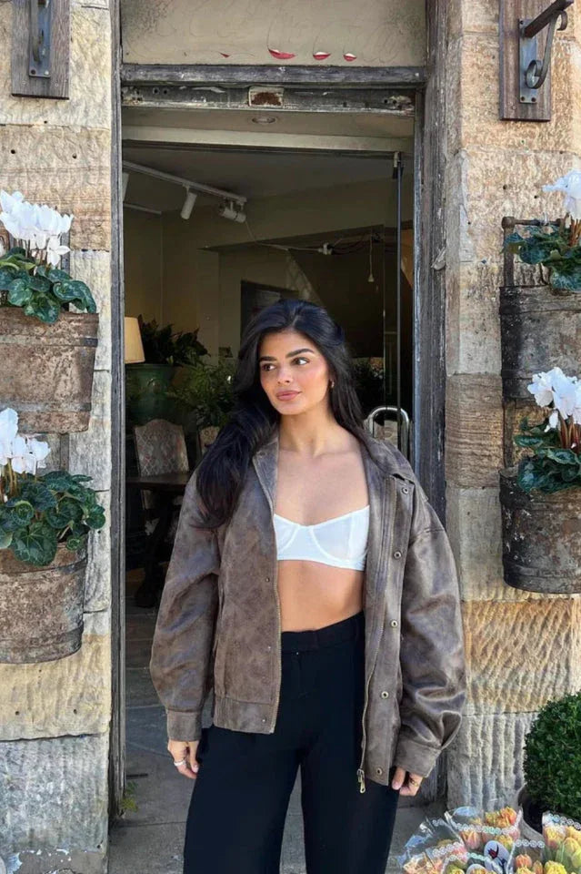 Vegan leather bomber jacket - View 20 | TEVQA
