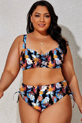 (L-4XL) Floral Adjustable Side Bikini Set | Dress In Beauty