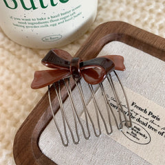 Small Acetate Bow Hair Comb Pin - 2.25 Inch